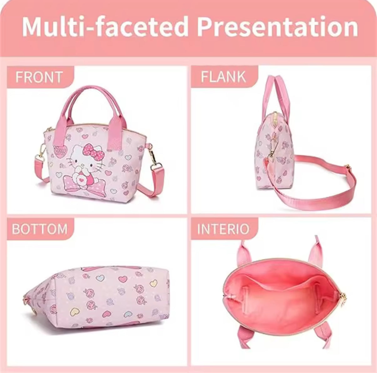 Fashion Cute Anime Cartoon My Melody, Kuromi, Cinnamoroll & Hello Kitty Shoulder Crossbody Bag - Large Capacity Handbag - Makeup Bag - Girls /Woman Birthday & Christmas Gift