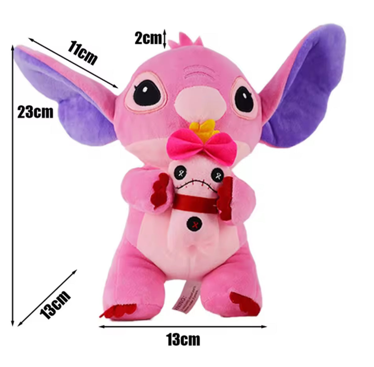 Disney 25cm Blue, Pink Stitch / Angel Holding Crump Stuffed Plush Models Cartoon Stuffed Plush Dolls Anime Plush Baby Toys Kawaii Kids Birthday / Christmas Gift