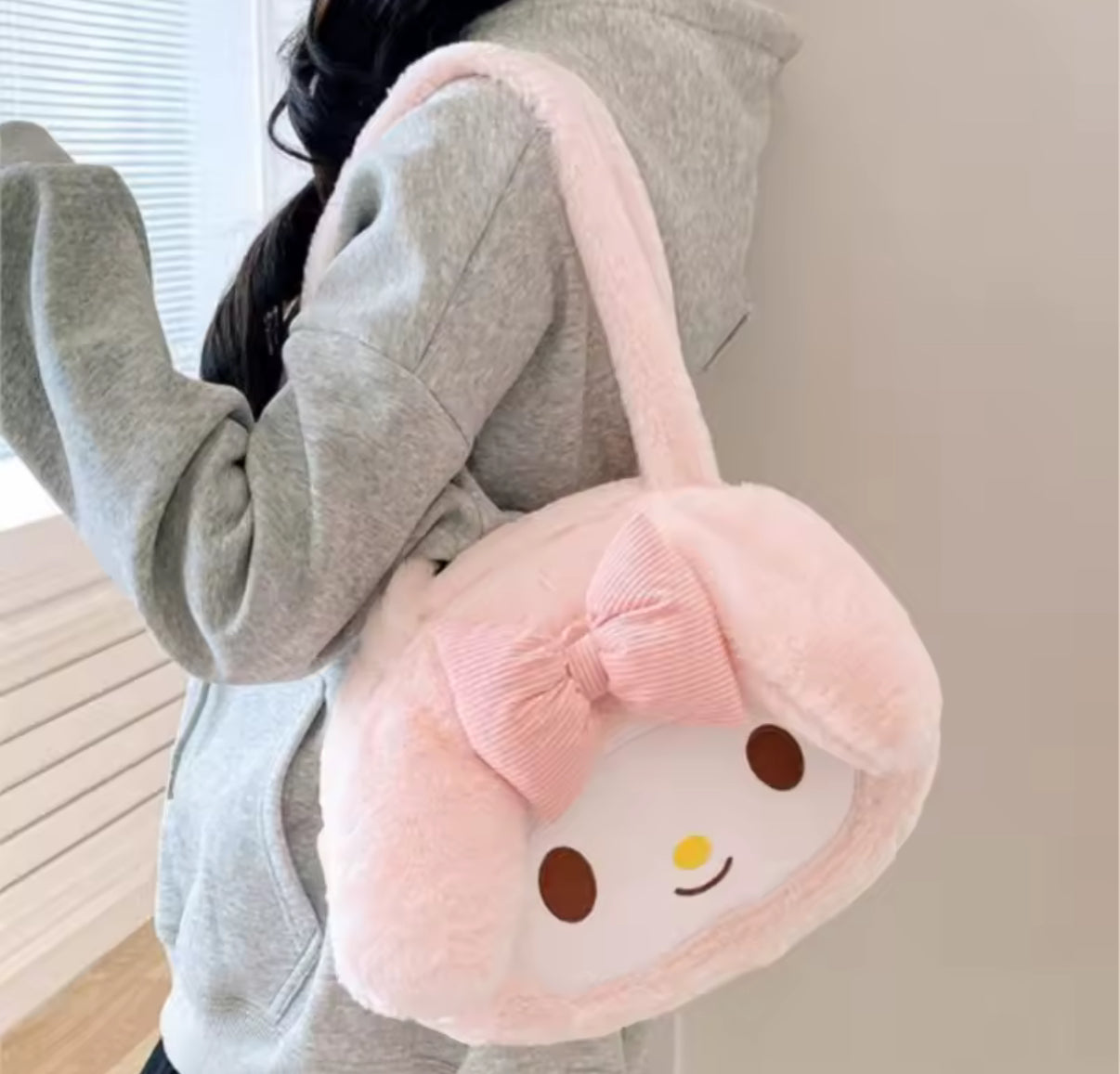 Cute Sanrio Kuromi Plush Bag Large Handbag Cinnamoroll Kawaii My Melody Backpack Shoulder Bag Tote Girl Makeup Plushie Gift bag