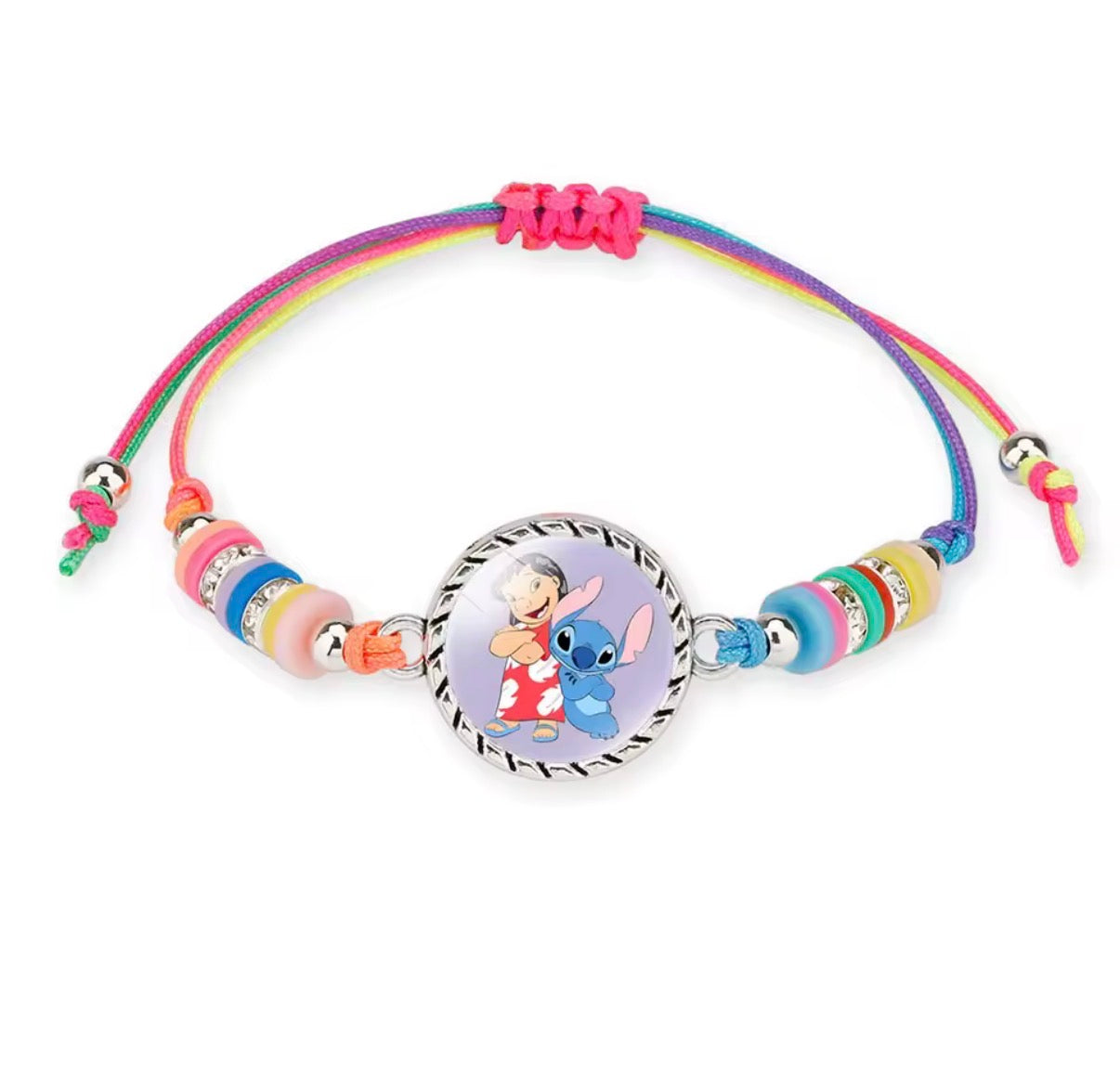 Disney Lilo & Stitch / Angel Anime Bracelet Cartoon Lilo & Stitch Adjustable Rope Rainbow Coloured Beads Pendant Cute Wristand - Accessories Kids Toys Girls Bracelet Christmas Party Gift -
19 Different Designs
Stitch