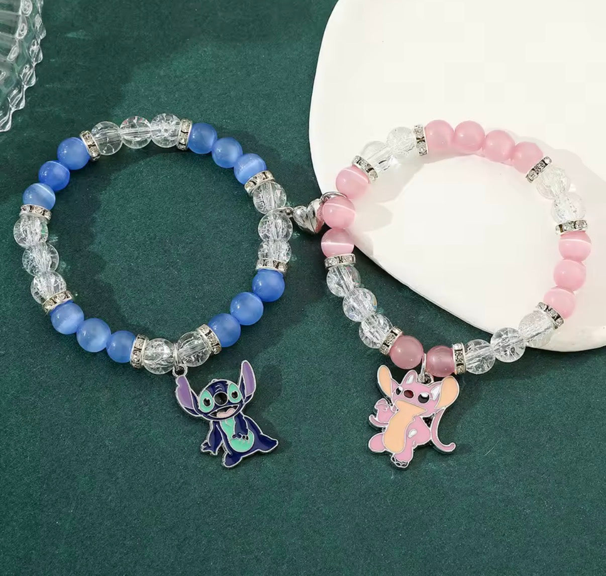 2pcs/set Stitch Anime Bracelet Stitch Dolls Love Magnet Rope Chain Wristband Kid Toys Couple Boy Girls Birthday Toy Gifts - Perfect Birthday / Christmas Gift - 4 Designs - With Giftbox