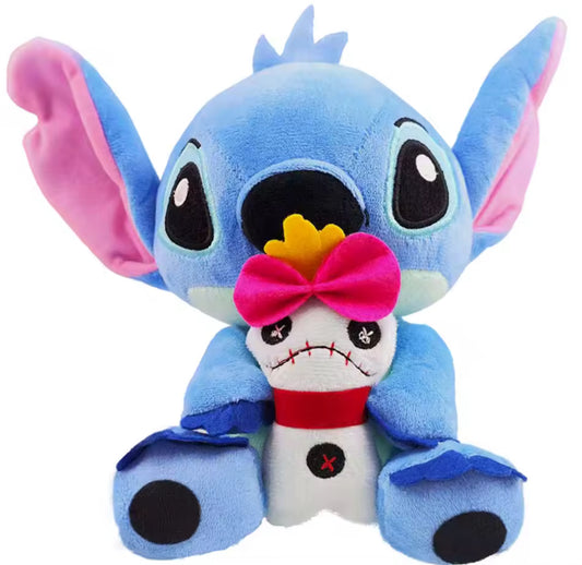 Disney 25cm Blue, Pink Stitch / Angel Holding Crump Stuffed Plush Models Cartoon Stuffed Plush Dolls Anime Plush Baby Toys Kawaii Kids Birthday / Christmas Gift