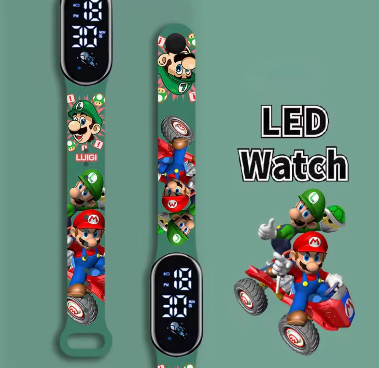 Super Mario Bros - Anime Cartoon - LED Watch - Silicone Strap - Colourful Digital Watch - Kawaii - Perfect Birthday / Christmas Gift For Kids**