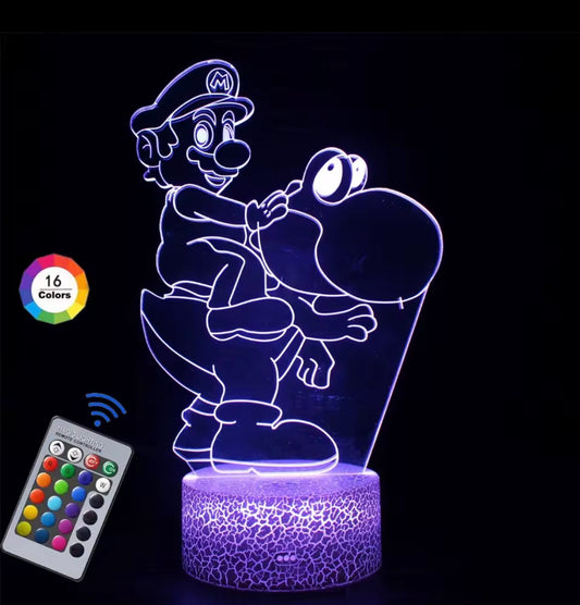 Mario / Yoshi 3D Illusion LED Night Light 16 Colours Gradual Changing Touch Switch USB Table Lamp for Holiday Gifts or Home Decorations**