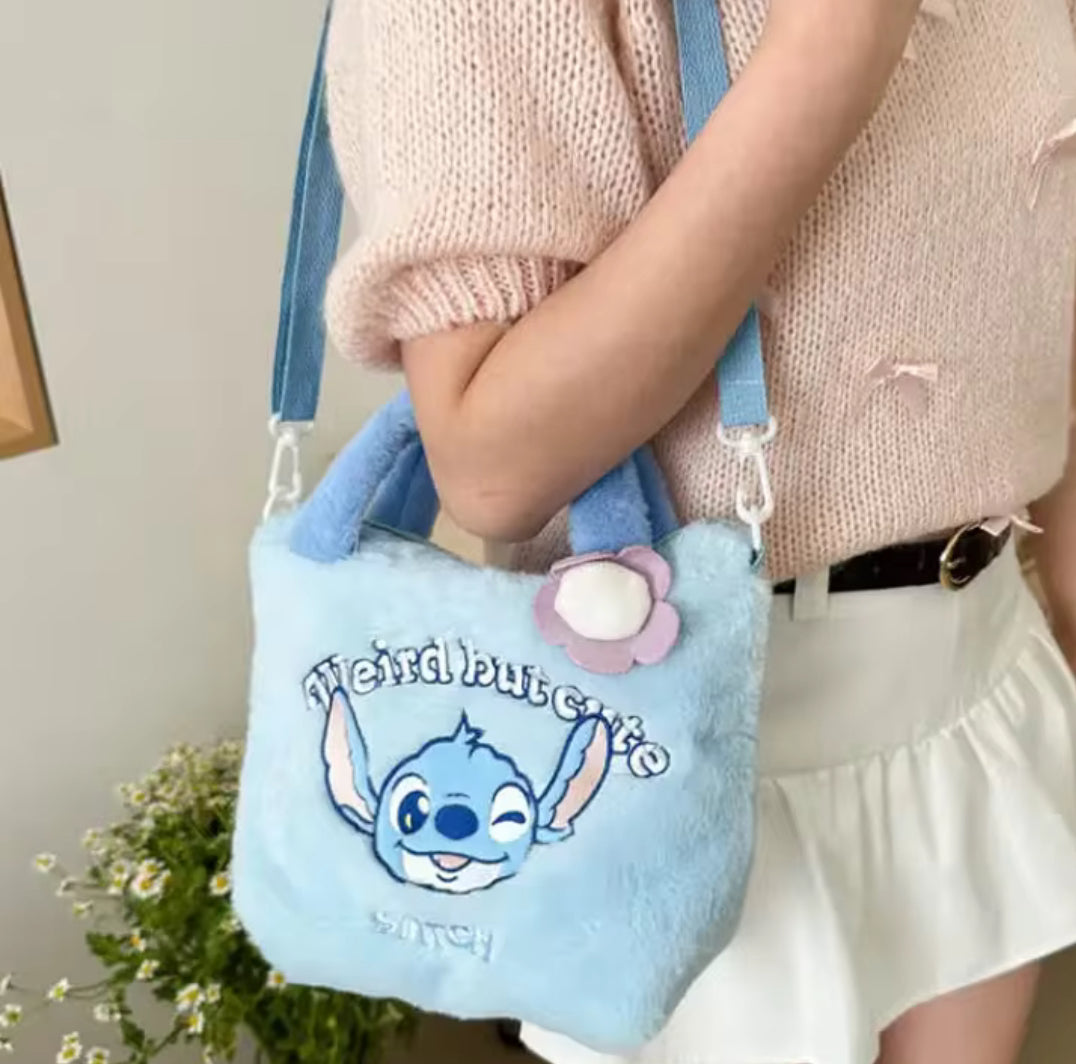 Stitch Cute Cartoon Plush Handbag - Casual All-match Crossbody Bag Portable Anime Satchel Tote Fashion Backpacks - Kawaii - Perfect Christmas / Birthday Gift