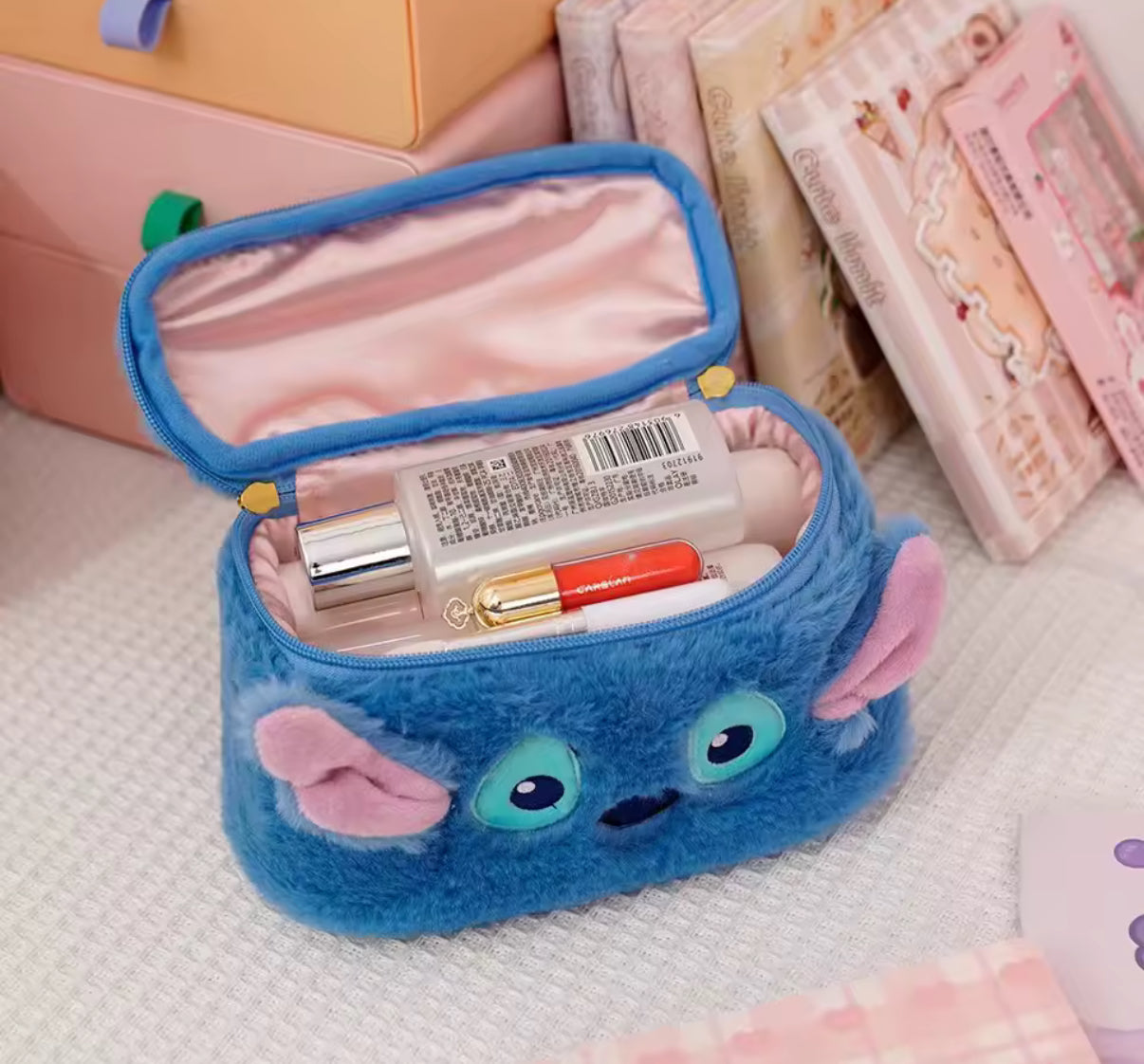 Stitch Anime Woman & Kids Cosmetics Large Capacity Makeup Storage Bag Box Portable Cartoon Figure Plush
Handbag Girls Gifts - Pencil & Stationery Case