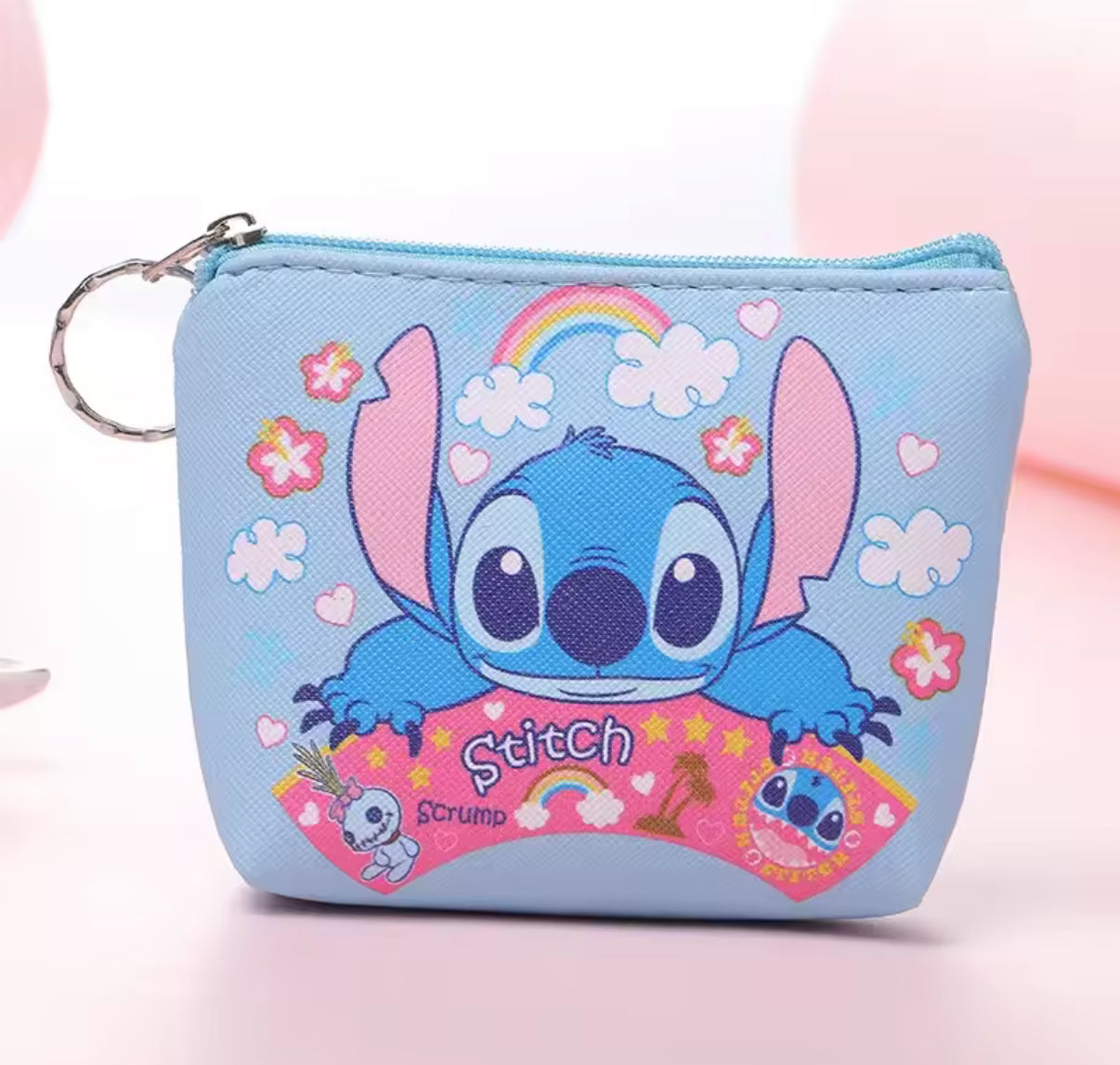 Disney Stitch Cartoon Anime Coin Purse Cute Coin Wallet for Boys / Girls Fashion Wallet Mini Bag Keychain Kids Gift - Perfect Litte Gift For Birthday & Christmas - 6 Different Designs