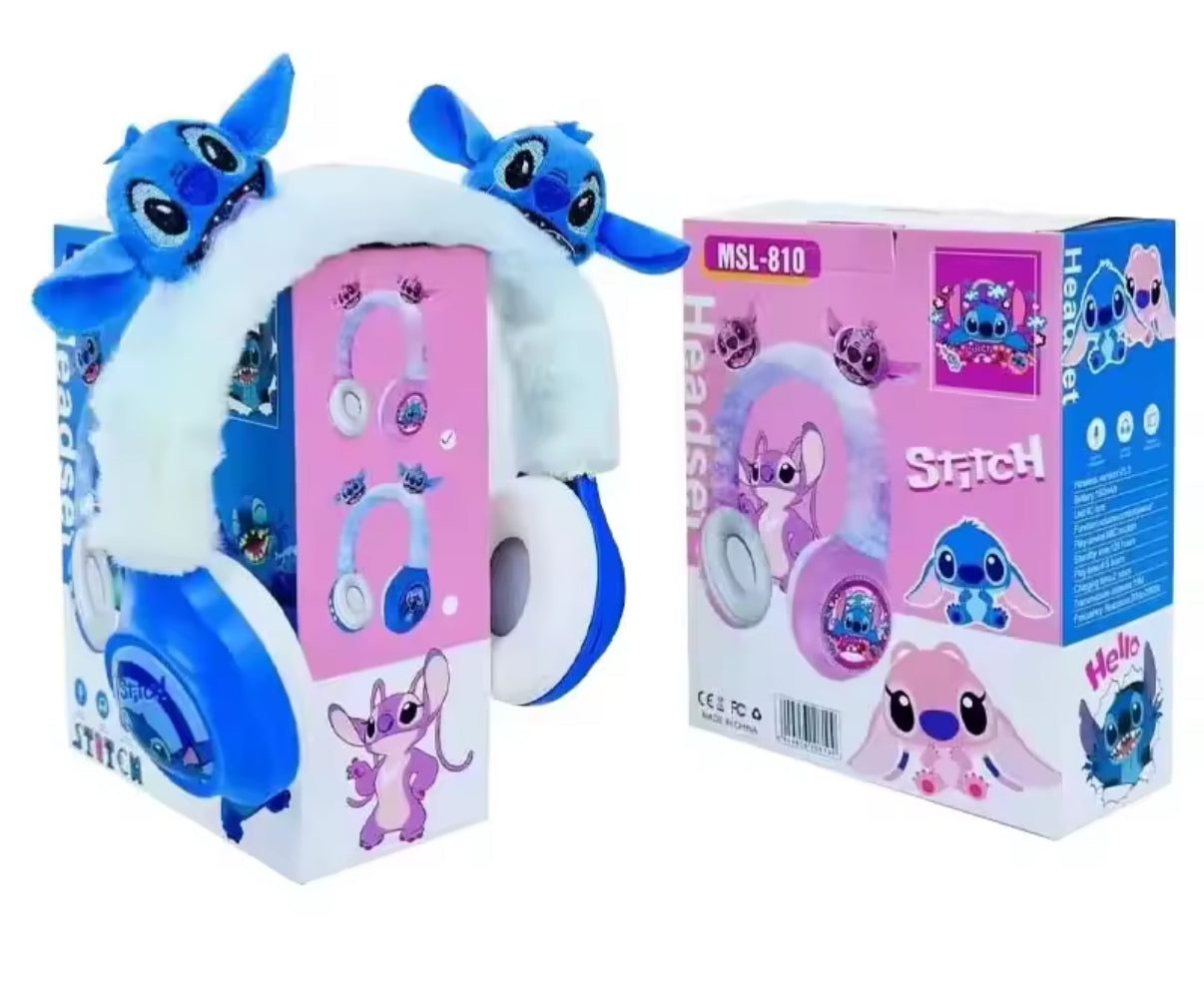Disney Stitch Wireless Bluetooth Headphones MSL-810 HIFI Stereo Sound Plush Headsets with Mic Kids Gifts Anime Cartoon - Perfect Christmas Birthday Gift For Kids Audio*