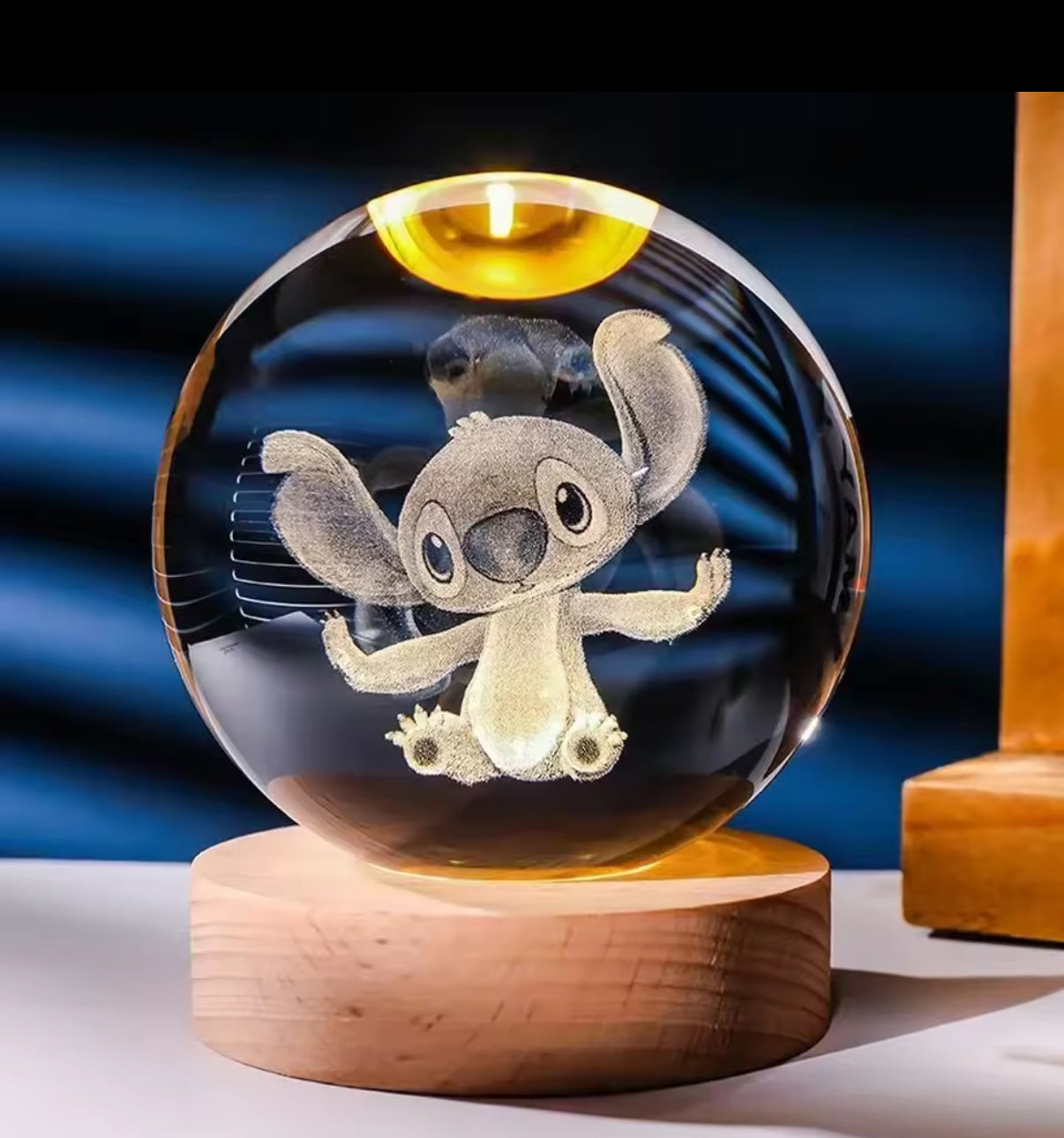 Stitch Anime Cartoon 6cm 3D Crystal Ball - Night Light Laser Carving Children's / Kids Gifts - Perfect Little Gift For Birthday/Christmas