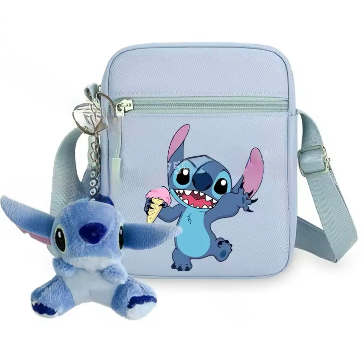 Disney Stitch Anime Cute Shoulder Bag & Plush Keychain For Girls /Women & Boys - Messenger Pouch Bag - Girls Boys Outdoor Sport Wallet Travel Bag - Perfect Birthday /
Christmas Gift - Pink & Blue & Beige