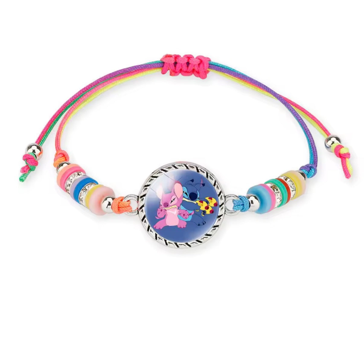 Disney Lilo & Stitch / Angel Anime Bracelet Cartoon Lilo & Stitch Adjustable Rope Rainbow Coloured Beads Pendant Cute Wristand - Accessories Kids Toys Girls Bracelet Christmas Party Gift -
19 Different Designs
Stitch