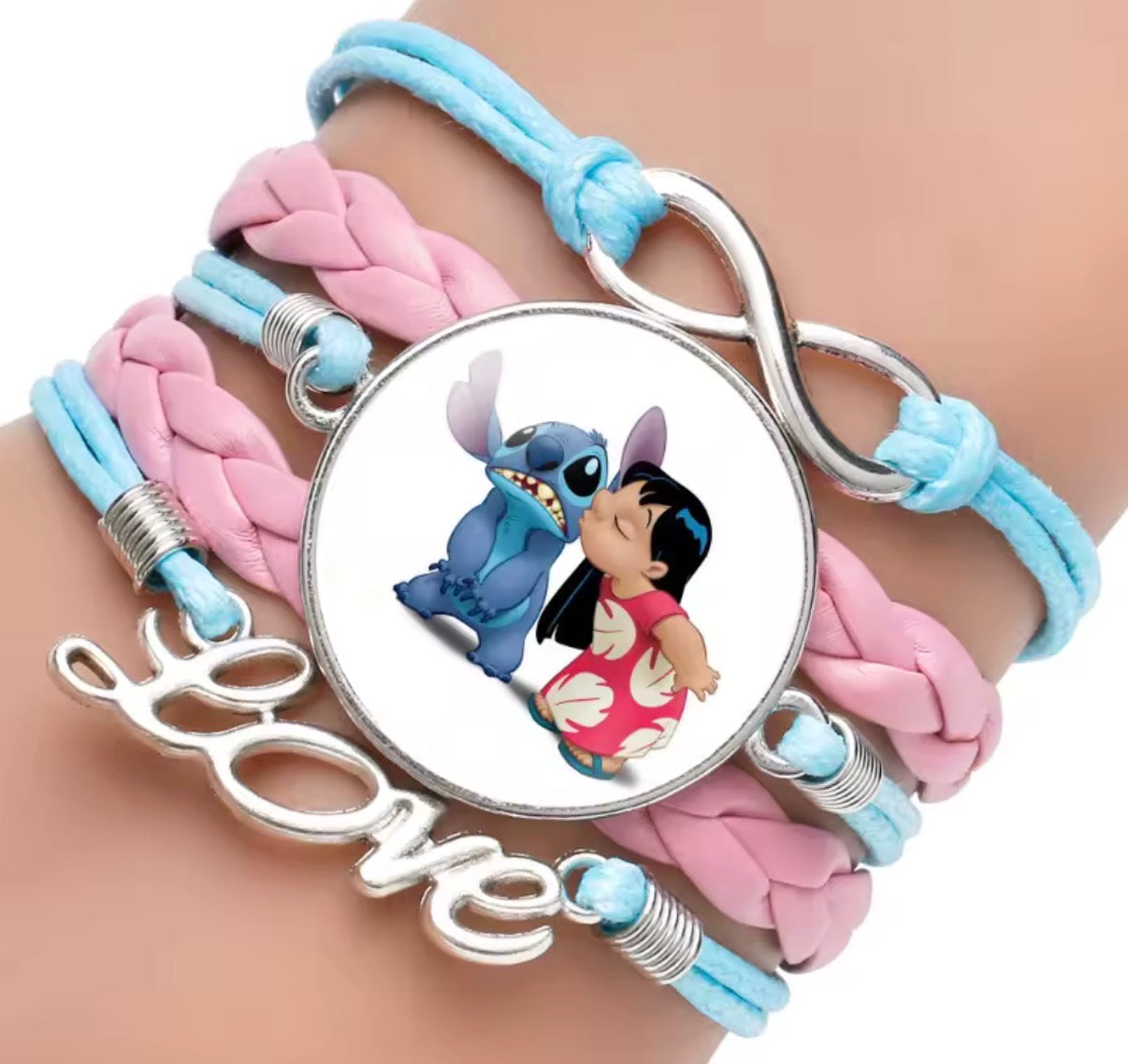 Disney Lilo & Stitch - Handmade Pendant Double Rope Bracelet - Girl Cartoon Telescopic Bracelet - Perfect Kids Birthday / Christmas Gift - Many Different Designs & Colours