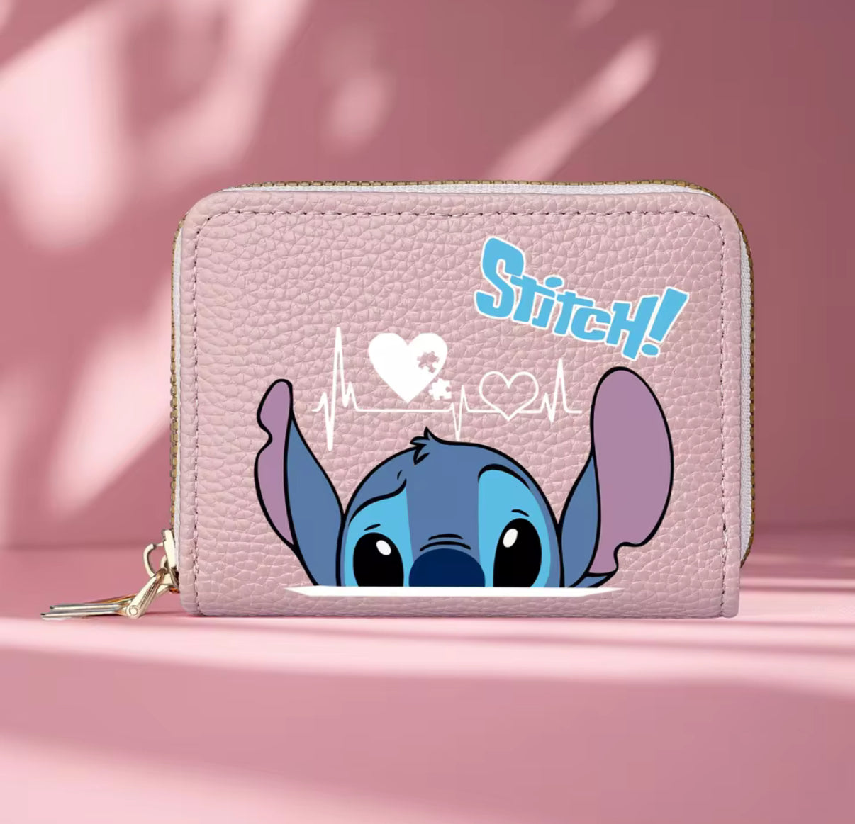 Disney Stitch Design PU Leather Wallet - Double Zipper Short Coin Purse with Card Slots, Cute Cartoon Style, 2 Colours Available - Anime - Perfect Christmas / Birthday Gift For Kids