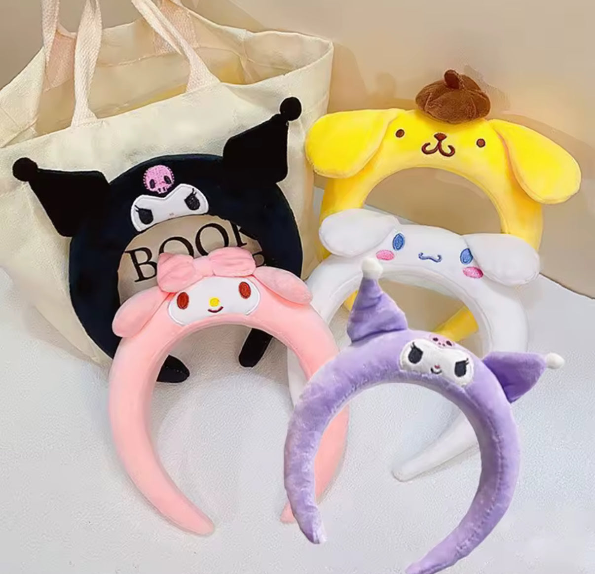 Sanrio Kawaii Headband My Melody, Kuromi, Cinnamoroll,Pompom Purin - Hair Accessories - Anime Cute Cartoon Plush Headdress - Girls Gift