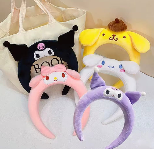 Sanrio Kawaii Headband My Melody, Kuromi, Cinnamoroll,Pompom Purin - Hair Accessories - Anime Cute Cartoon Plush Headdress - Girls Gift