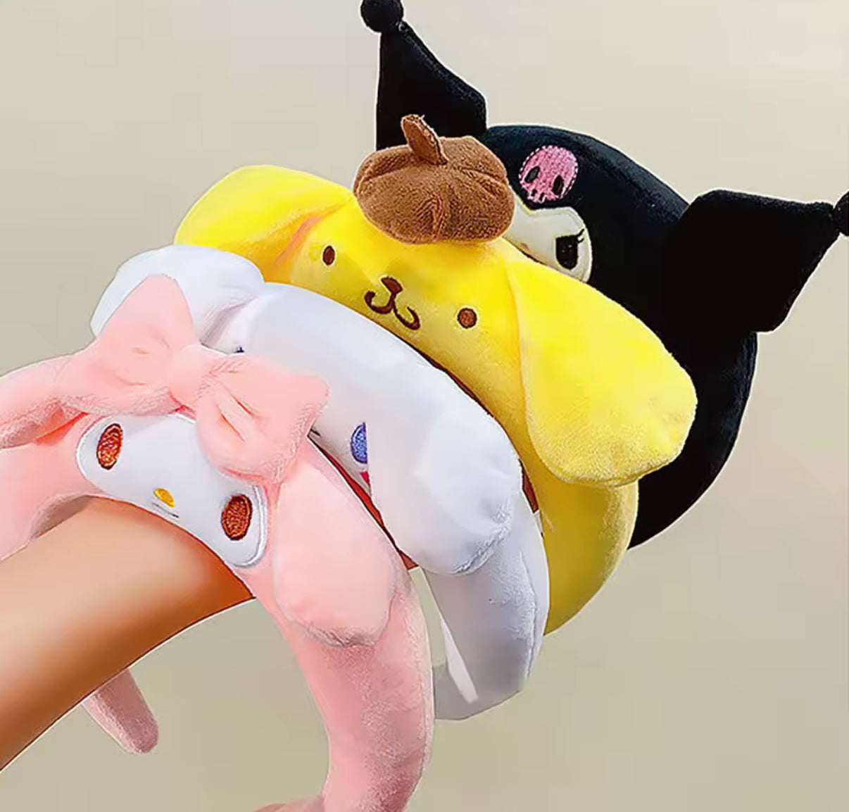 Sanrio Kawaii Headband My Melody, Kuromi, Cinnamoroll,Pompom Purin - Hair Accessories - Anime Cute Cartoon Plush Headdress - Girls Gift
