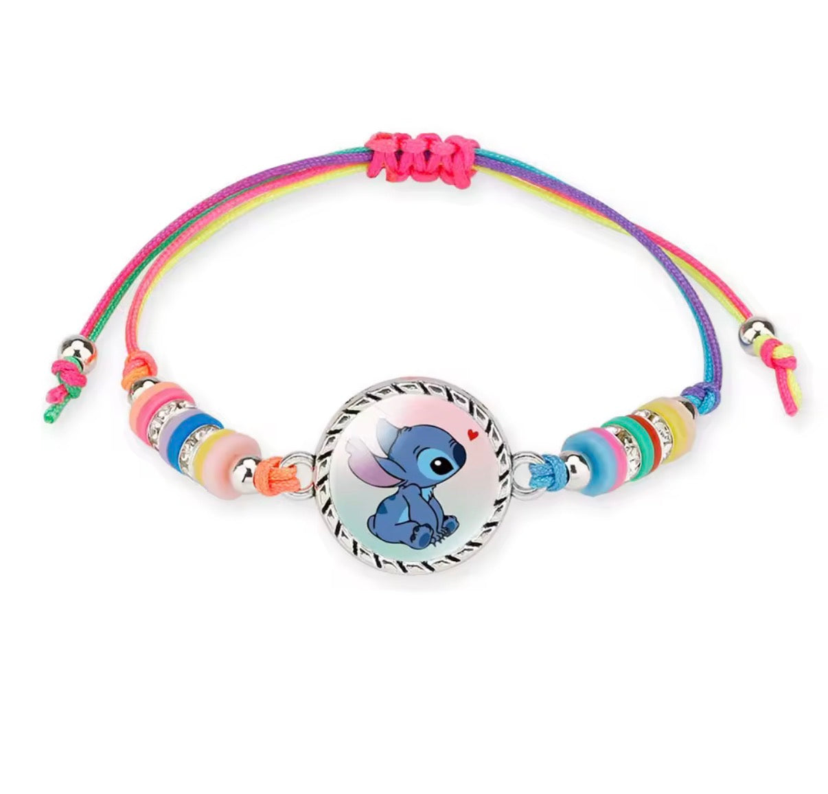 Disney Lilo & Stitch / Angel Anime Bracelet Cartoon Lilo & Stitch Adjustable Rope Rainbow Coloured Beads Pendant Cute Wristand - Accessories Kids Toys Girls Bracelet Christmas Party Gift -
19 Different Designs
Stitch