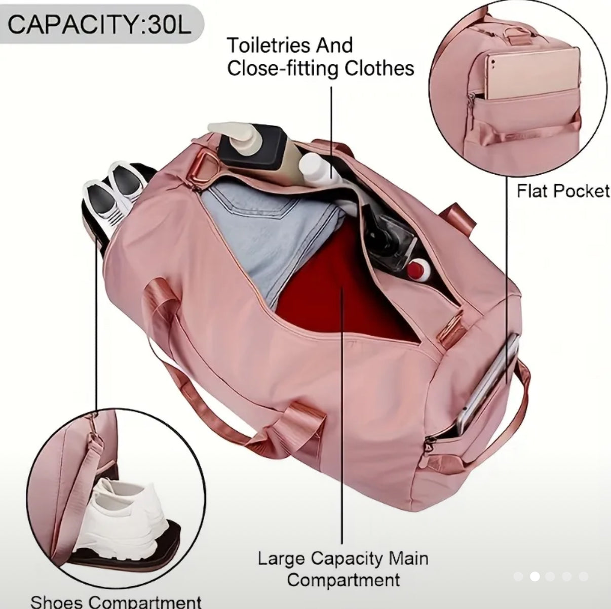 Large Capacity Travel Bag with Shoe Compartment - Ideal for Sports, Outdoor Camping, and Short-distance Business Trips - Available In Blue & Green Colour Options - 30Ltr Capacity