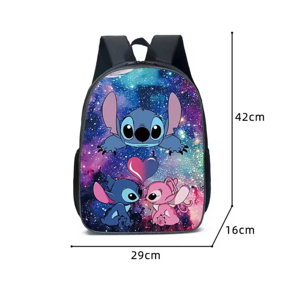 Disney 3Pcs/Set Stitch Black Backpack for Boys & Girls - Children Rucksack, Lunch Bag & Pen/Storage Bag - Kids Birthday/Christmas Gift - Casual School/Travel Bag