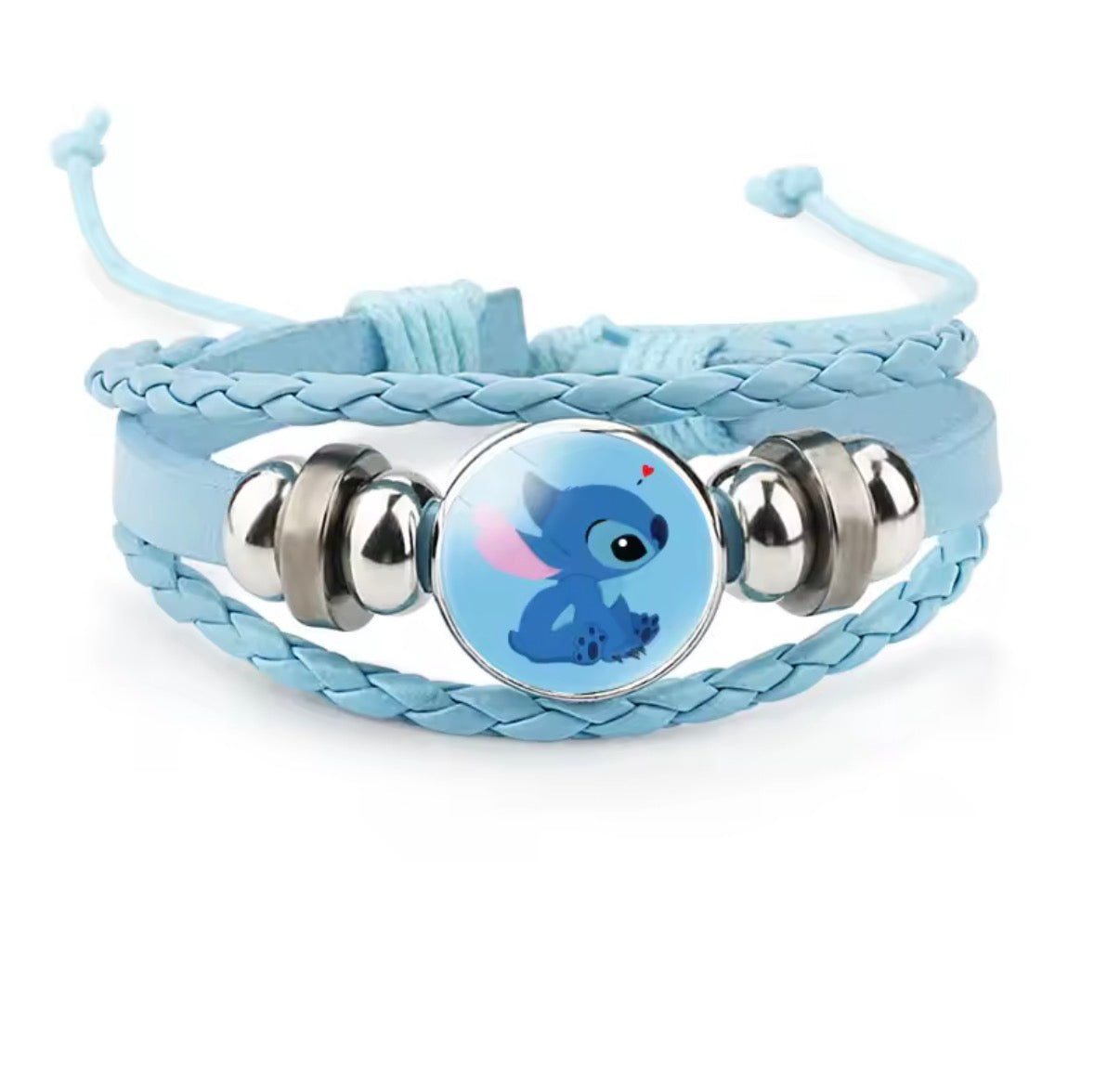 Disney Stitch - Handmade Woven Bracelet Sapphire Blue, Pink & Black Multilayer Cowhide Pendant Rope Bracelet - Animation Surrounding - Kids Birthday / Christmas Gift - 27 Various Designs