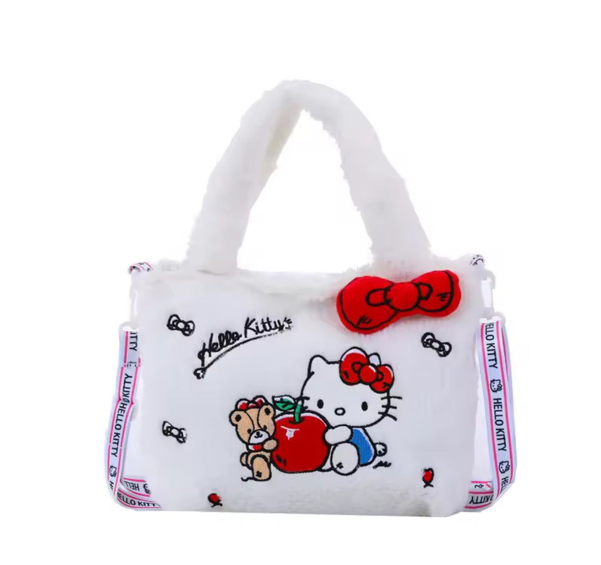 Sanrio Hello Kitty, Kuromi, My Melody, HK & Cinnamoroll Plush Bag - Cute Cartoon Anime Tote Handbag - Large Storage - Women & Girls - School & Travel Bag - Perfect Christmas / Birthday Gift