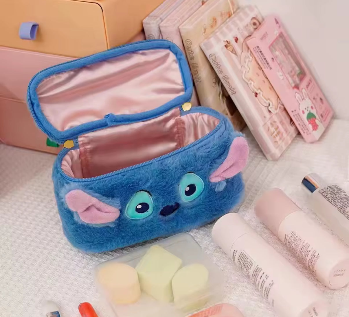 Stitch Anime Woman & Kids Cosmetics Large Capacity Makeup Storage Bag Box Portable Cartoon Figure Plush
Handbag Girls Gifts - Pencil & Stationery Case