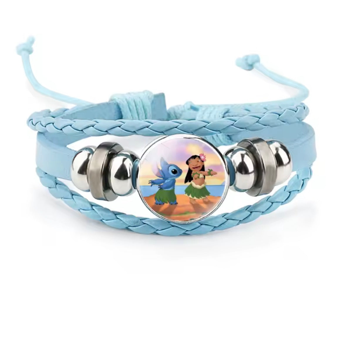 Disney Stitch - Handmade Woven Bracelet Sapphire Blue, Pink & Black Multilayer Cowhide Pendant Rope Bracelet - Animation Surrounding - Kids Birthday / Christmas Gift - 27 Various Designs