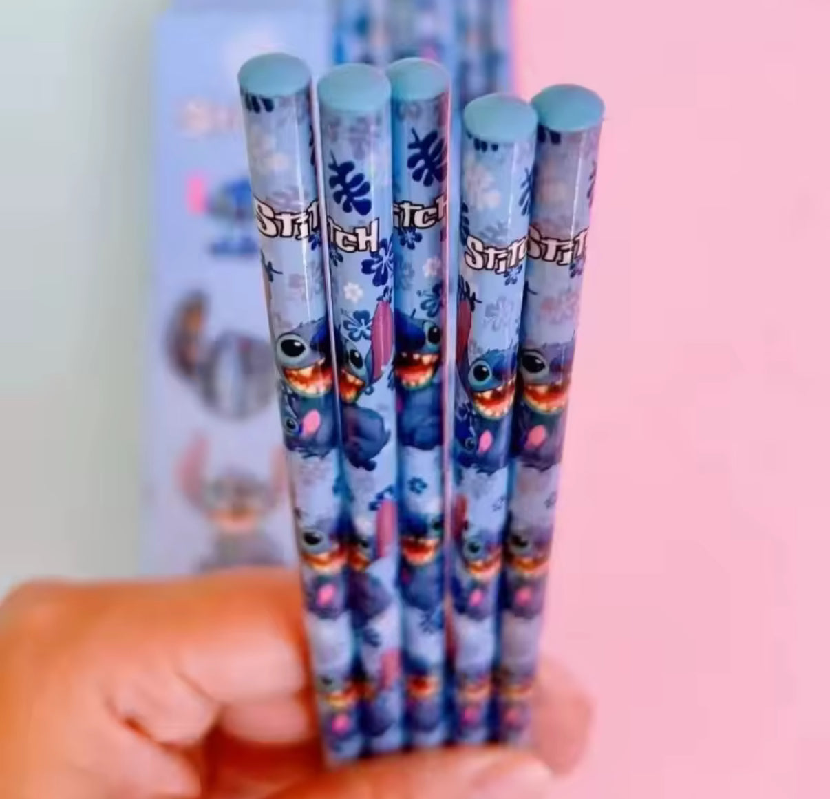 12 Piece Stitch HB Pencil Set Wooden Pencil Student Sketch Pen Writing Pen Lilo & Stitch Series Student Stationery Christmas Gift - School Stationery*