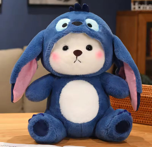 28cm Cute Bear Turns Into Stitch - Stitch Plush Toys Lovely Soft Stuffed Cartoon Animals Dolls For Birthday / Christmas
Gift - Anime / Kawaii