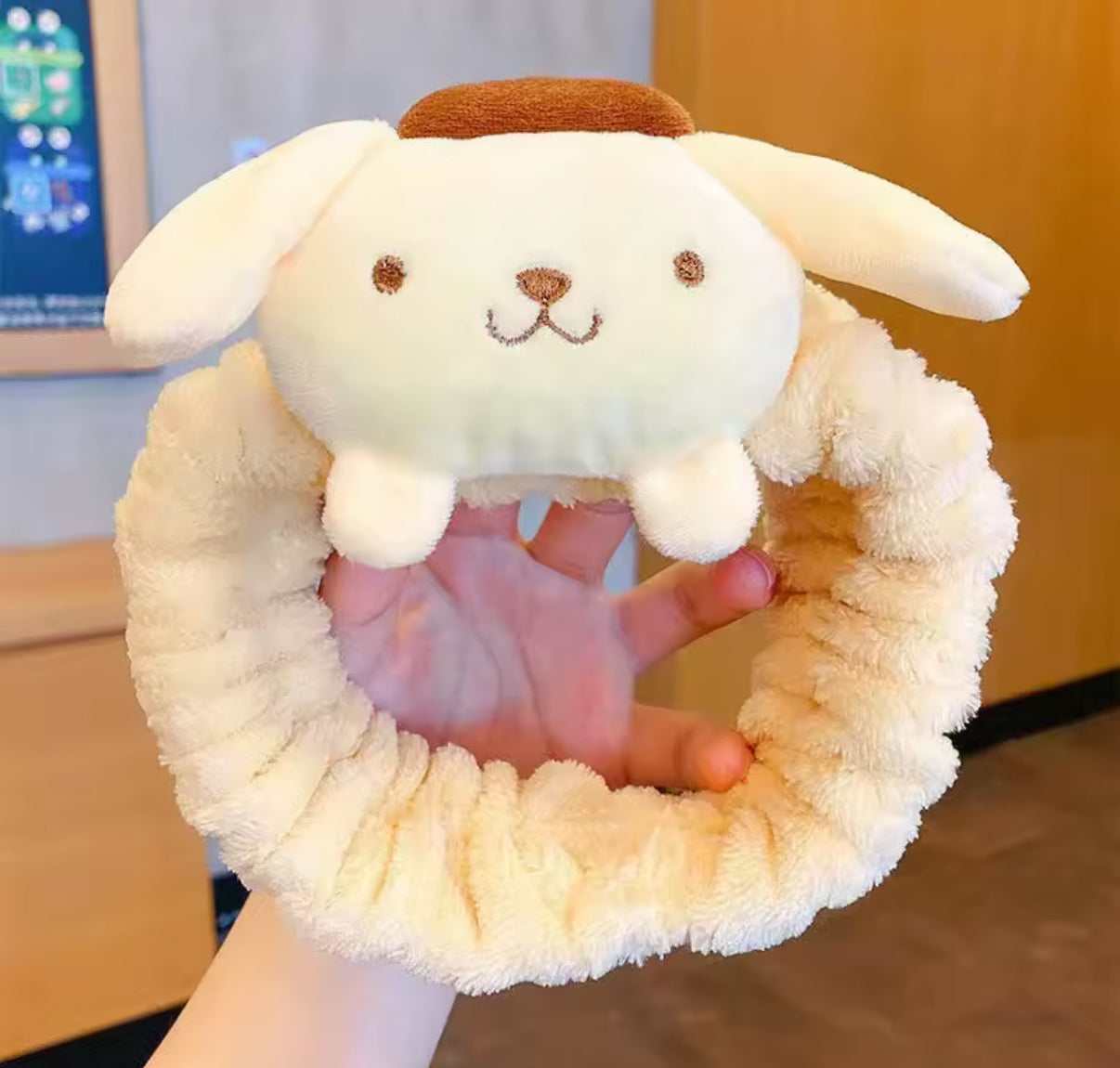 Sanrio Character Plush Headband  - Doll Face Wash Makeup Hairband Kawaii Sweet Non Slip Elastic Hair Accessories - Cute Christmas or Birthday Present