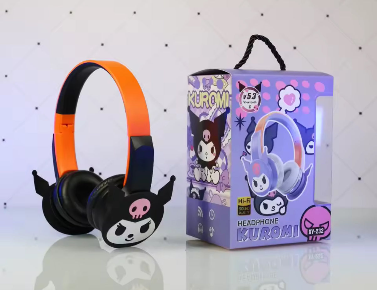 AH-806Y, XY-323 Sanrio Kuromi Bluetooth Headphones - Wireless Headsets - Cartoon with Mic - Foldable & Lightweight Headphone for Mobile Phones & Gaming**