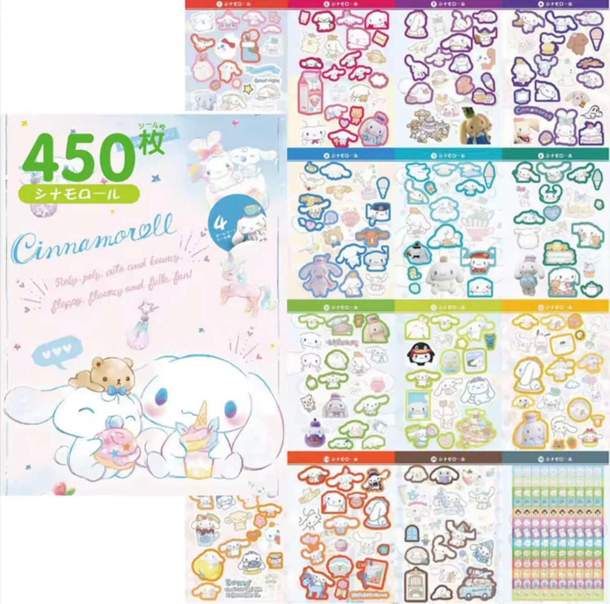 450Pcs Sanrio Hello Kitty Sticker Book, My Melody, Kuromi, Cinnamoroll & Pochacco Cartoon Sticker Book- Decoration Stickers For Girls Gifts - Perfect Gift For Christmas/ Birthday**