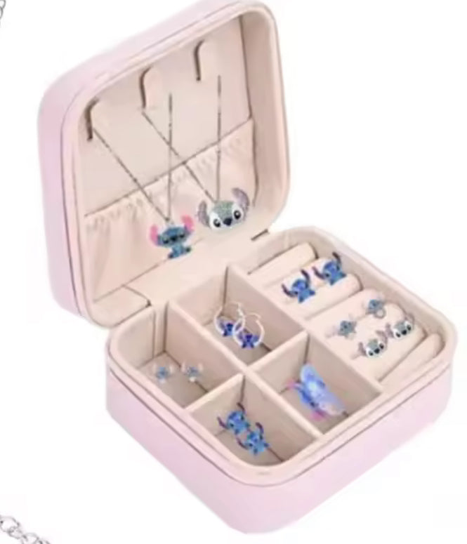 Stitch Girls Necklace Earrings Jewellery Storage Box - Travel Organiser - Jewellery Case Organiser - Display Storage
Holder Case - Available in Pink & Blue - Perfect Christmas /
Birthday Gift