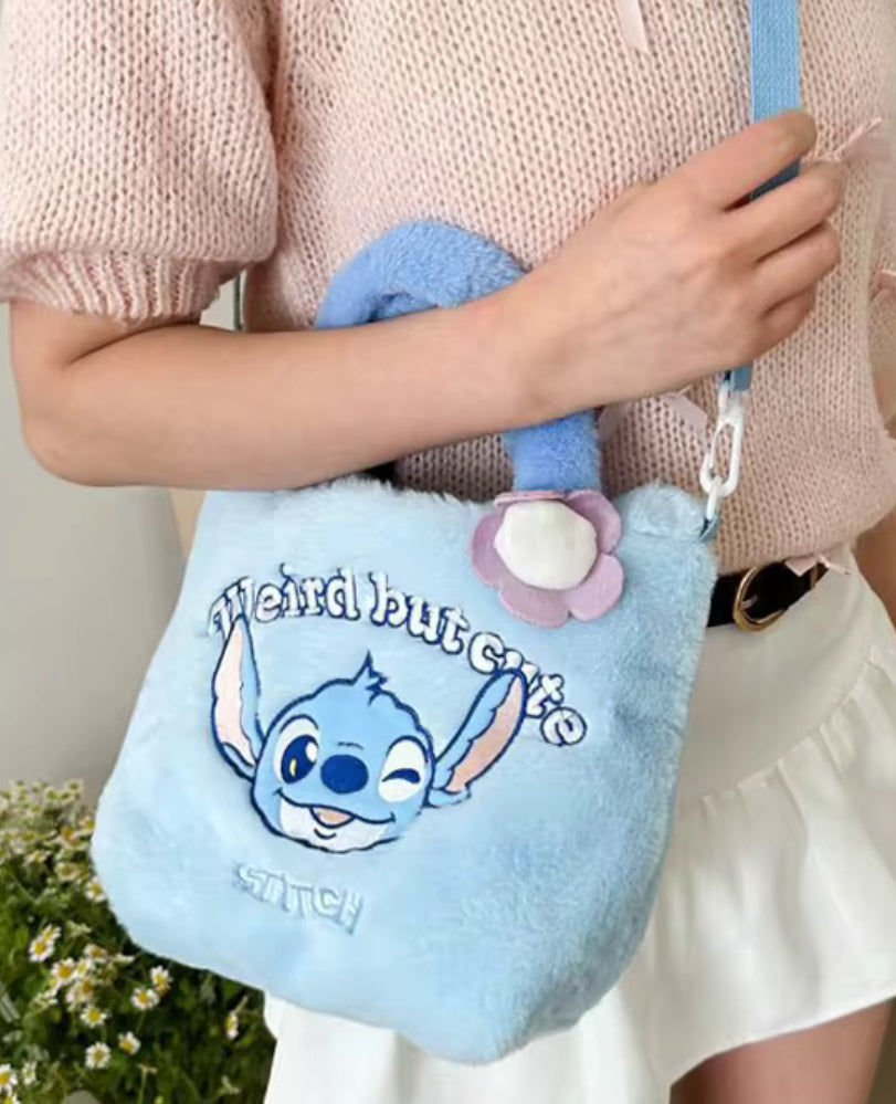 Stitch Cute Cartoon Plush Handbag - Casual All-match Crossbody Bag Portable Anime Satchel Tote Fashion Backpacks - Kawaii - Perfect Christmas / Birthday Gift
