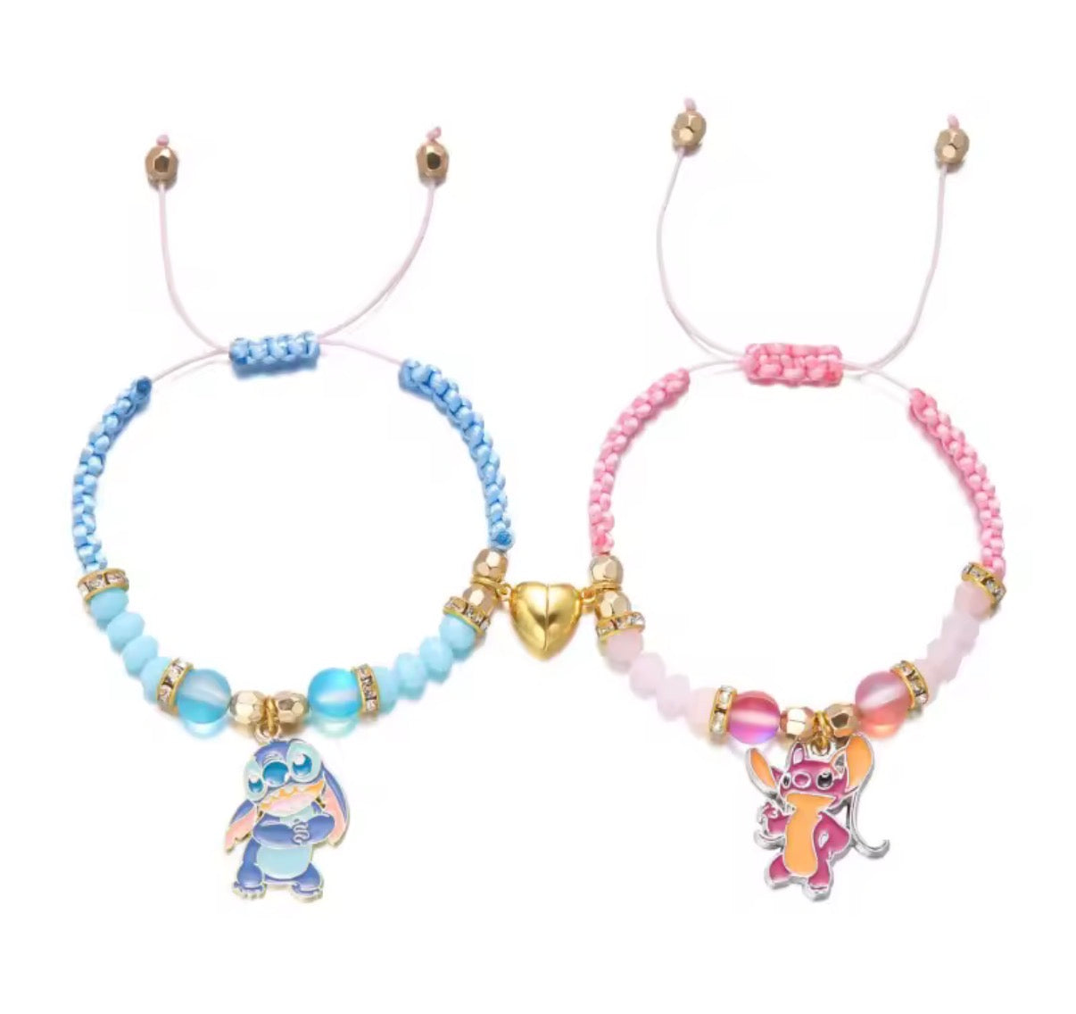 2pcs/set Stitch Anime Bracelet Stitch Dolls Love Magnet Rope Chain Wristband Kid Toys Couple Boy Girls Birthday Toy Gifts - Perfect Birthday / Christmas Gift - 4 Designs - With Giftbox
