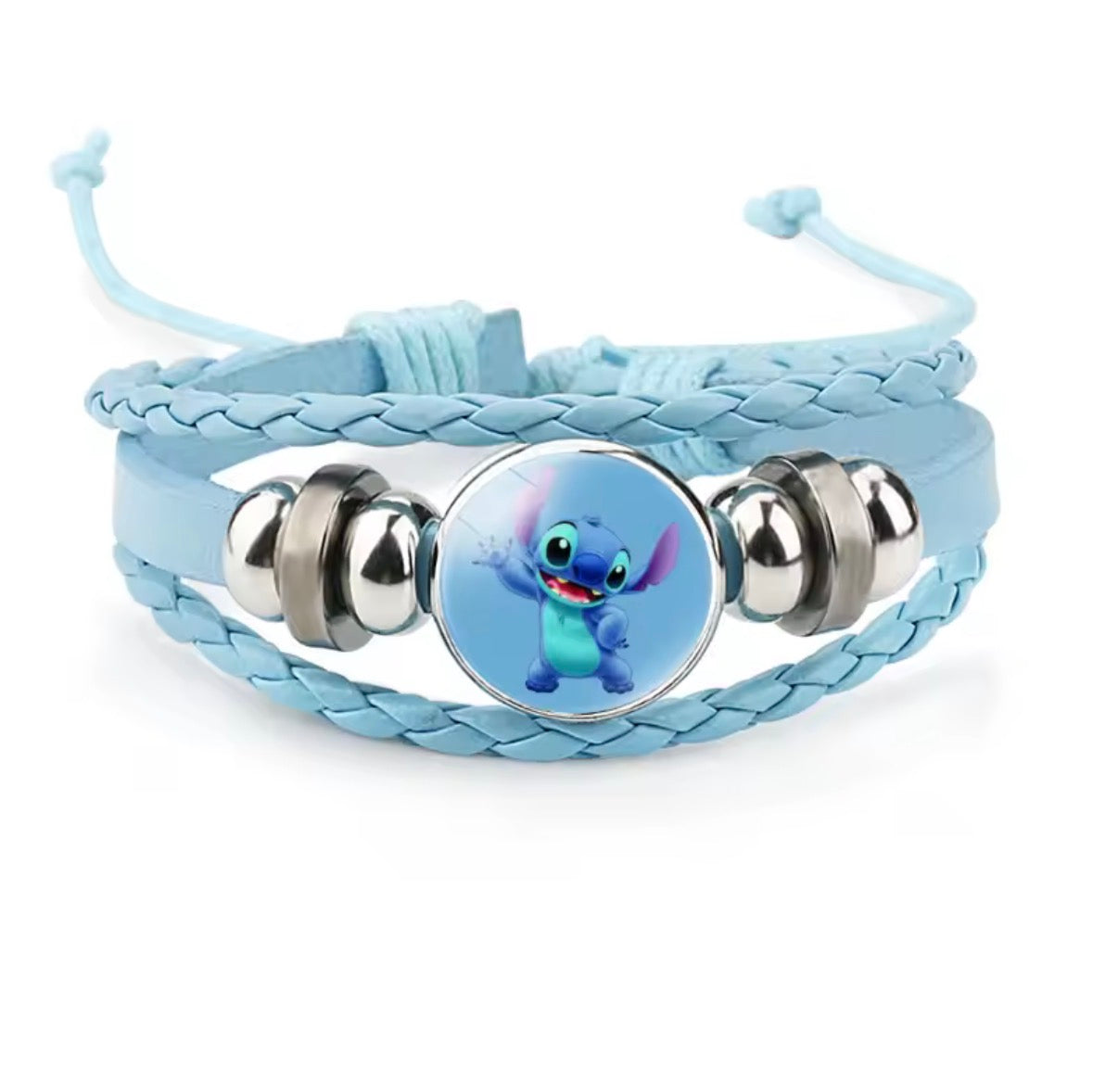 Disney Stitch - Handmade Woven Bracelet Sapphire Blue, Pink & Black Multilayer Cowhide Pendant Rope Bracelet - Animation Surrounding - Kids Birthday / Christmas Gift - 27 Various Designs