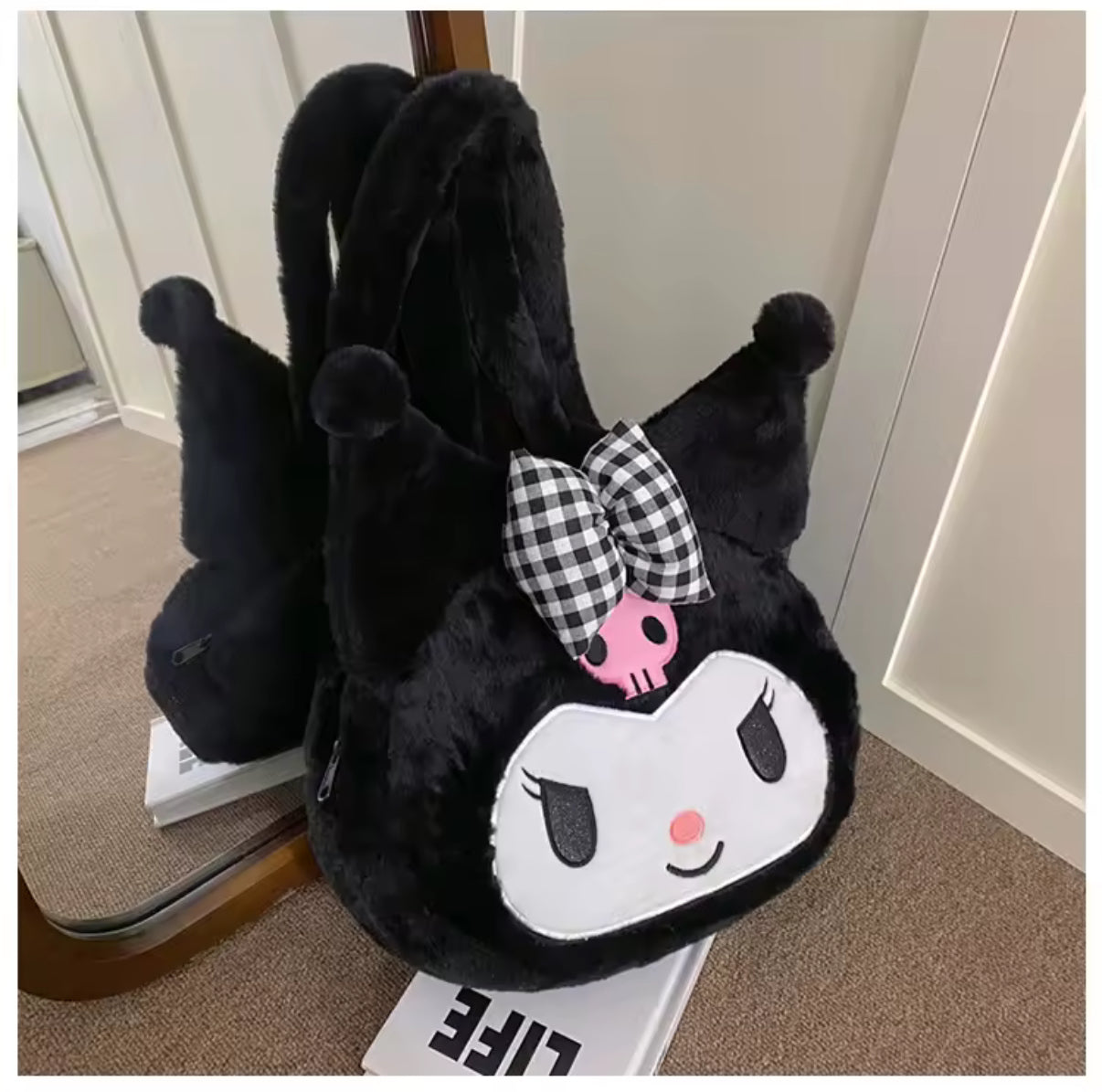 Cute Sanrio Kuromi Plush Bag Large Handbag Cinnamoroll Kawaii My Melody Backpack Shoulder Bag Tote Girl Makeup Plushie Gift bag