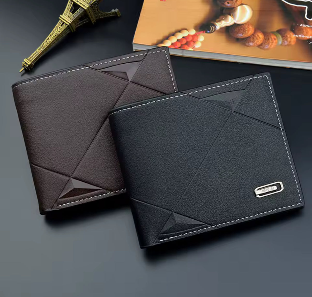 Men Short Bifold Faux Leather - Credit ID Card Holder - Wallet - Notes-fold Wallet - Clutch Solid Business Slim
Wallet - Perfect Gift For Him