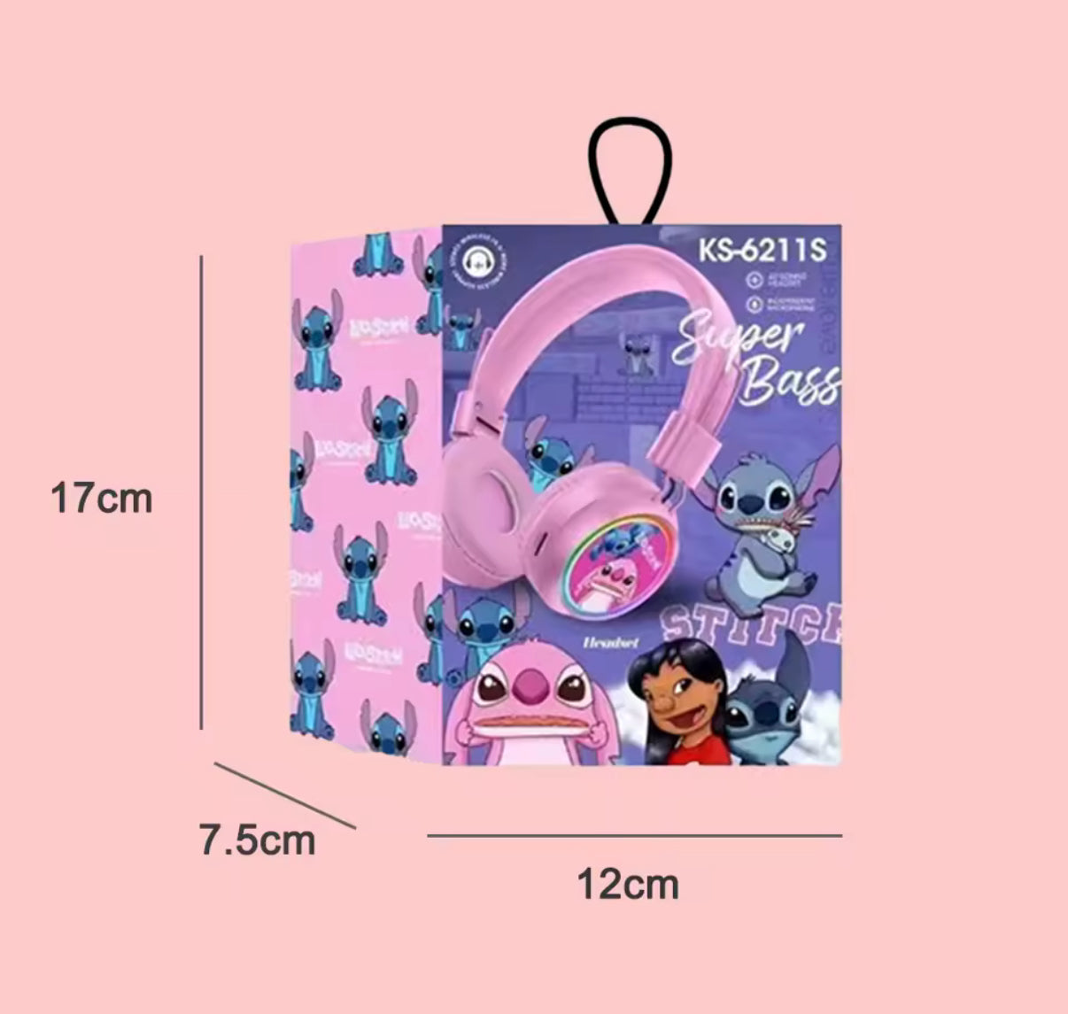 Disney Lilo & Stitch / Angel Pink & Or Blue Cartoon Bluetooth Sports Headphones - Wireless Headworn Gaming Headphones - Anime - Perfect Gift For Kids - Birthday / Christmas