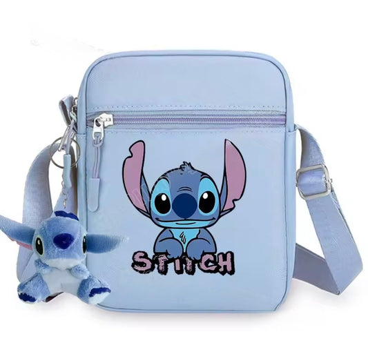 Disney Stitch Anime Cute Shoulder Bag & Plush Keychain For Girls /Women & Boys - Messenger Pouch Bag - Girls Boys Outdoor Sport Wallet Travel Bag - Perfect Birthday /
Christmas Gift - Pink & Blue & Beige
