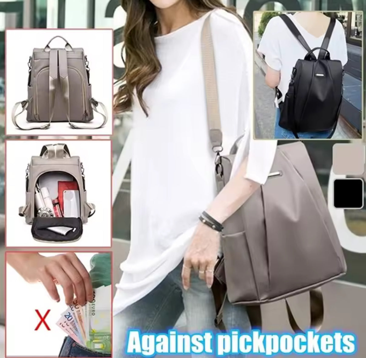 Women's Backpack Casual In Black or Grey Nylon Solid Color School Bag Fashion Detachable Shoulder Strap Shoulder Bag Mochila Femenina - Perfect Birthday /
Christmas Gift