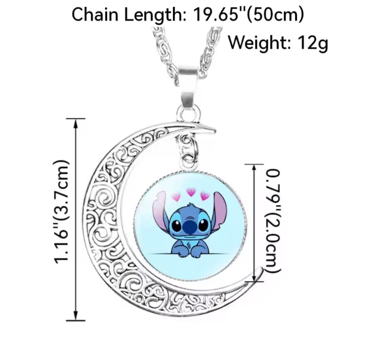 Disney Stitch / Angel 1, 2 & 3 Piece Jewellery Set - Pendant Necklace Star - Silver Coloured - Cartoon Angel Necklace Moon Pendant Couple Anime - Jewellery Birthday / Christmas Gift