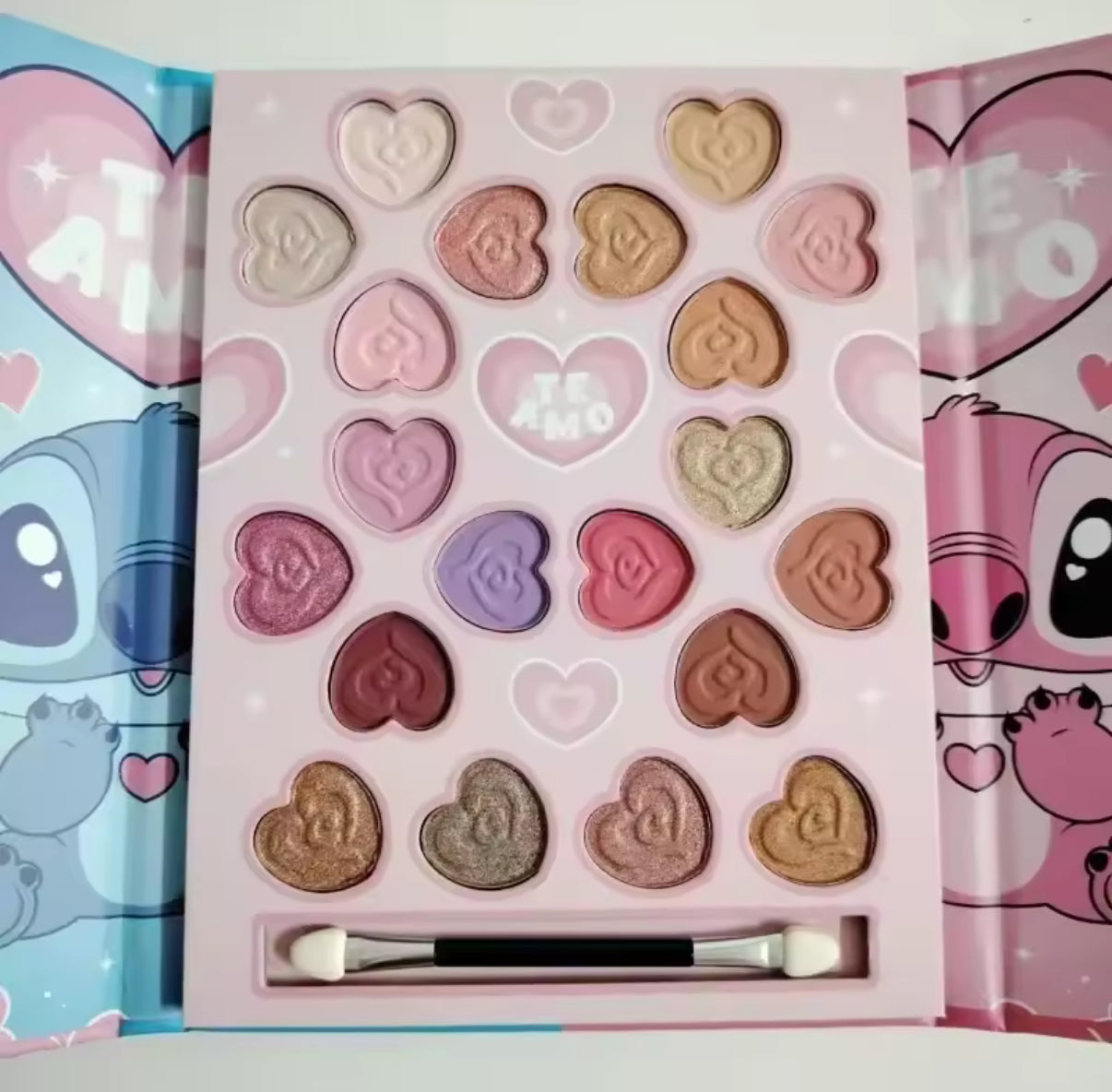 Stitch / Angel 20 Colour Eye Shadow Palette Box Gift Set - Kawaii Cartoon Matte Pearly Glitter Waterproof Lasting Eyeshadow Set For Girls - Perfect Gift**