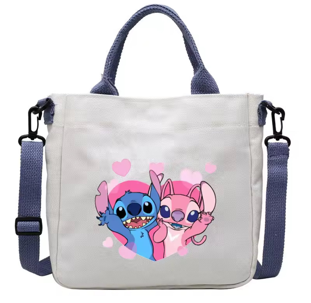 Disney Stitch Anime Peripheral Canvas Bag Student Shoulder Bag Crossbody Bag Detachable Shoulder Strap Handbag Tote Bag - Perfect Christmas / Birthday Gift