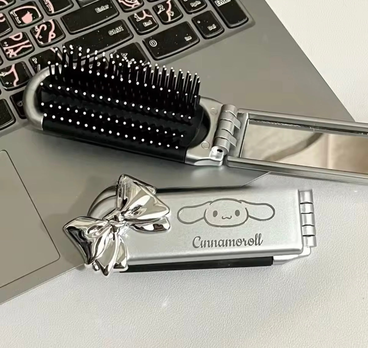 Sanrio Characters - Girls Portable Brush / Comb With Mirror - Cartoon Anime - Birthday / Christmas Stocking Filler Gift - Kawaii Haircare - Kuku, Cinna, HK & Melody