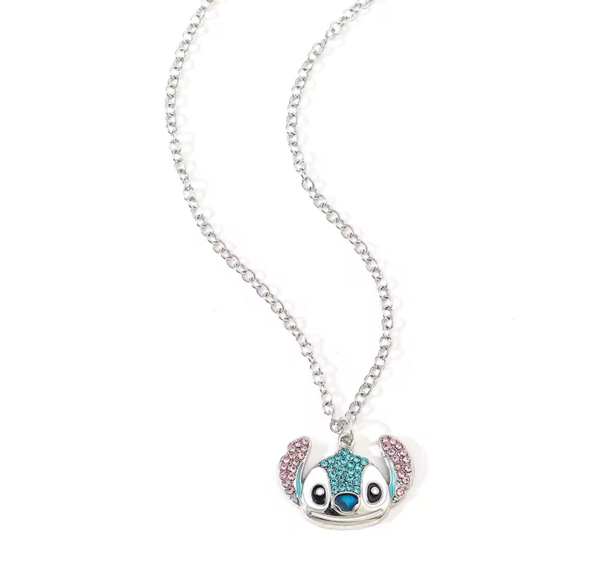 Lilo & Stitch Anime Necklace - Disney Popular Cartoon Figure - Stitch Pendant Necklace - Diamanté / Rhinestones - Silver Coloured Neckkace - Perfect Christmas / Birthday Gift - With Giftbox*