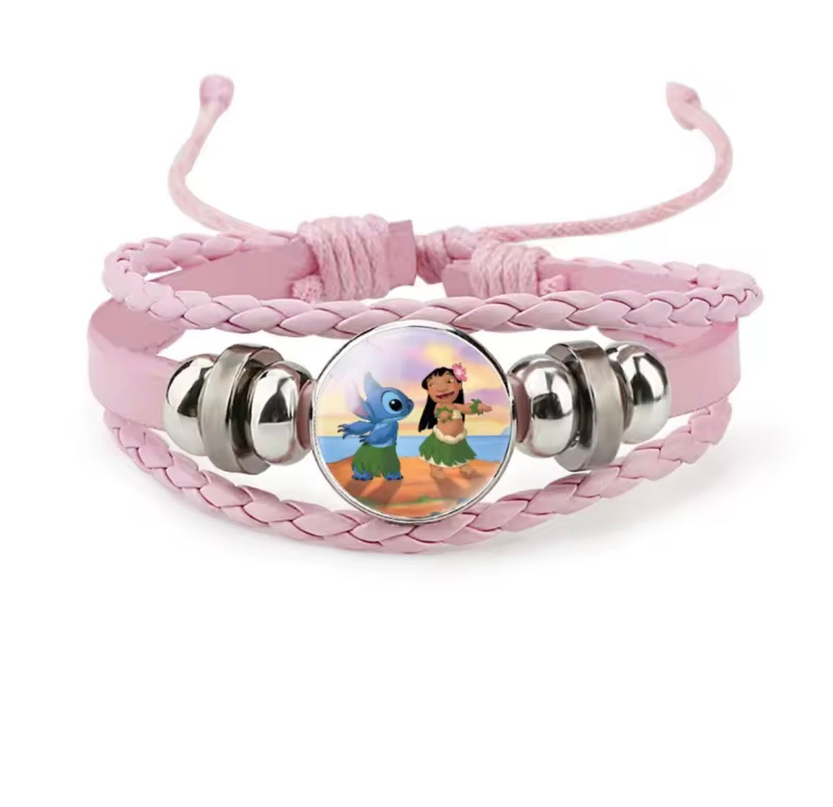 Disney Stitch - Handmade Woven Bracelet Sapphire Blue, Pink & Black Multilayer Cowhide Pendant Rope Bracelet - Animation Surrounding - Kids Birthday / Christmas Gift - 27 Various Designs