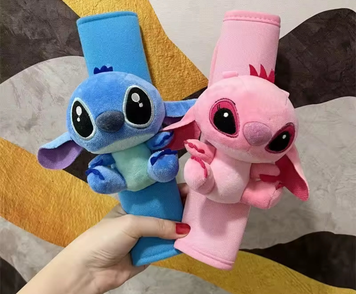Stitch / Angel Men's, Women's & Kids Car Seat Belts Plush Covers - Cute Kawaii Creative Cartoon Doll Plush Car Decorative Shoulder Cover - Anime - Perfect Gift Idea