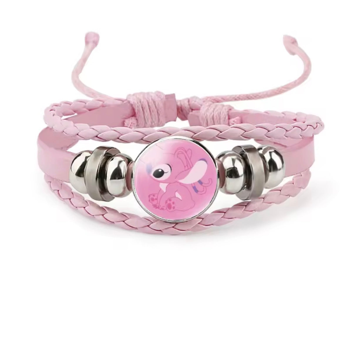 Disney Stitch - Handmade Woven Bracelet Sapphire Blue, Pink & Black Multilayer Cowhide Pendant Rope Bracelet - Animation Surrounding - Kids Birthday / Christmas Gift - 27 Various Designs