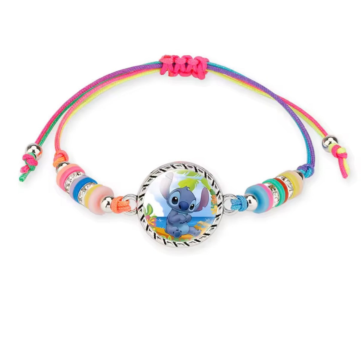 Disney Lilo & Stitch / Angel Anime Bracelet Cartoon Lilo & Stitch Adjustable Rope Rainbow Coloured Beads Pendant Cute Wristand - Accessories Kids Toys Girls Bracelet Christmas Party Gift -
19 Different Designs
Stitch